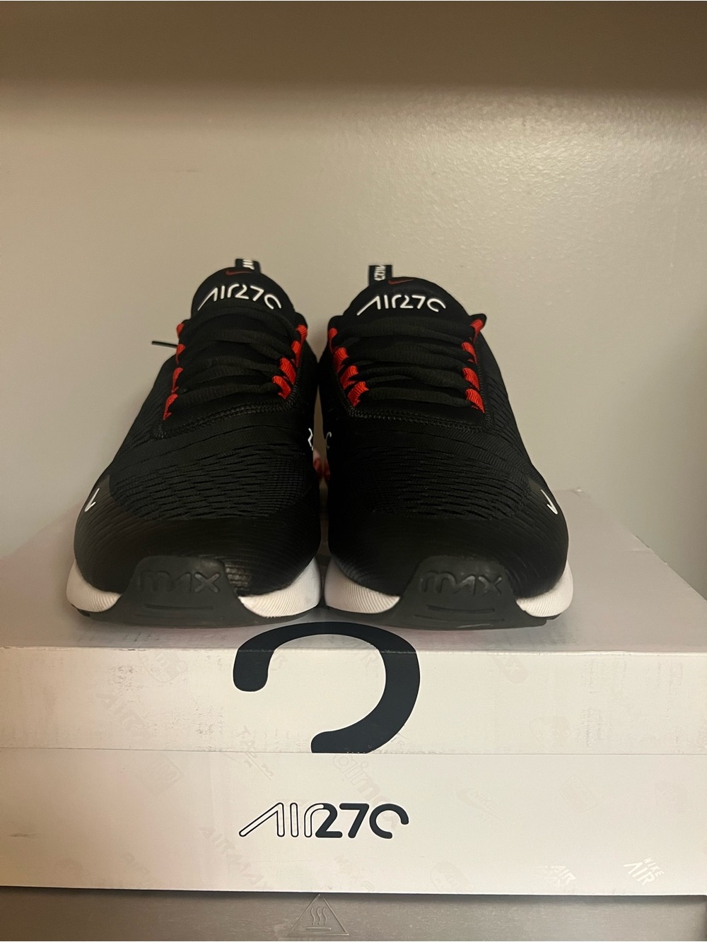 Nike Men’s Black Air270 Sneakers with Red Lace Accents